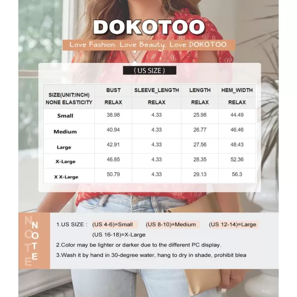 Dokotoo Women's Casual V Neck Tops Drawstring Short Sleeve T Shirt Blouses