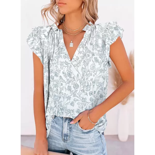 Dokotoo Women's Casual V Neck Tops Drawstring Short Sleeve T Shirt Blouses