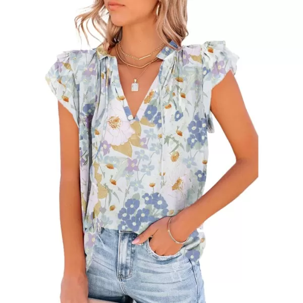Dokotoo Women's Casual V Neck Tops Drawstring Short Sleeve T Shirt Blouses