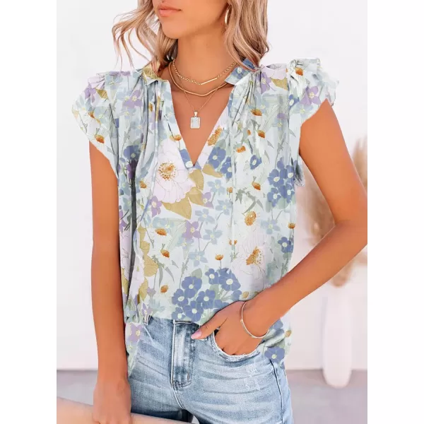 Dokotoo Women's Casual V Neck Tops Drawstring Short Sleeve T Shirt Blouses