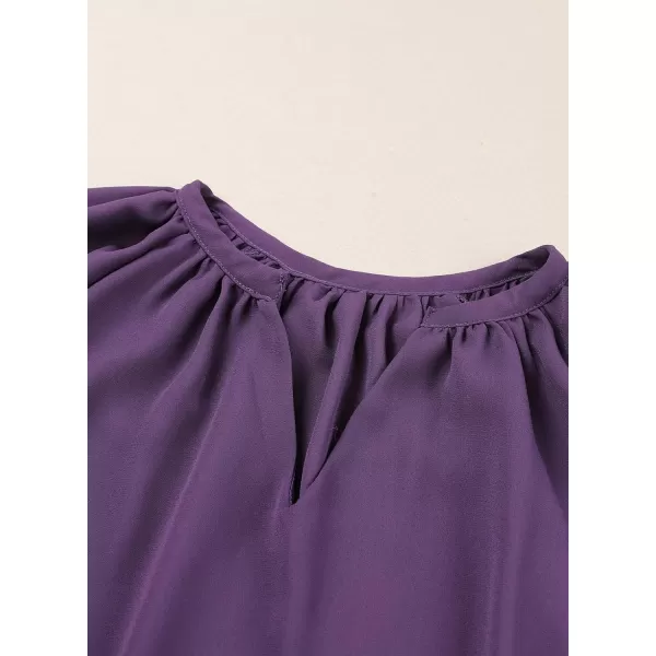 Dokotoo Womens Chiffon Blouses Casual Solid Bell Sleeve Shirt Loose V Neck Pleated Tunic Tops