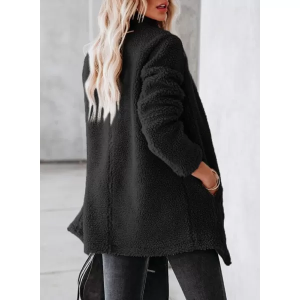 Dokotoo Womens Coats Lapel Collar Long Sleeve Asymmetric Zipper Fuzzy Fleece Jackets with Pockets
