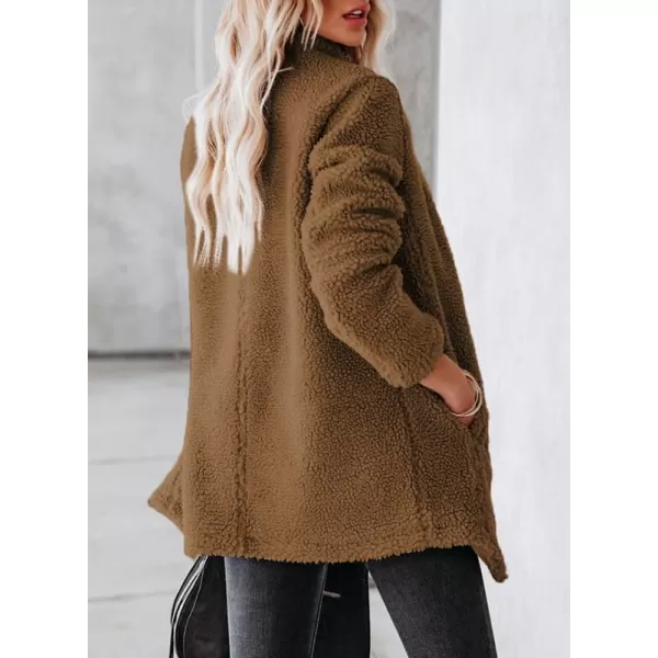 Dokotoo Womens Coats Lapel Collar Long Sleeve Asymmetric Zipper Fuzzy Fleece Jackets with Pockets