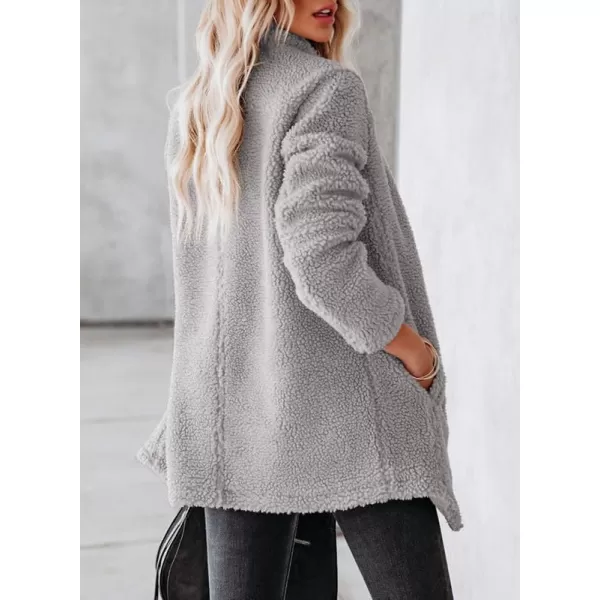 Dokotoo Womens Coats Lapel Collar Long Sleeve Asymmetric Zipper Fuzzy Fleece Jackets with Pockets