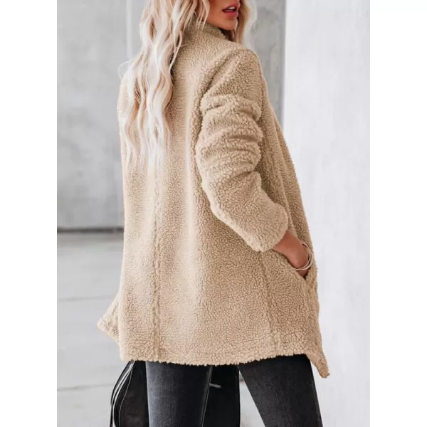 Dokotoo Womens Coats Lapel Collar Long Sleeve Asymmetric Zipper Fuzzy Fleece Jackets with Pockets