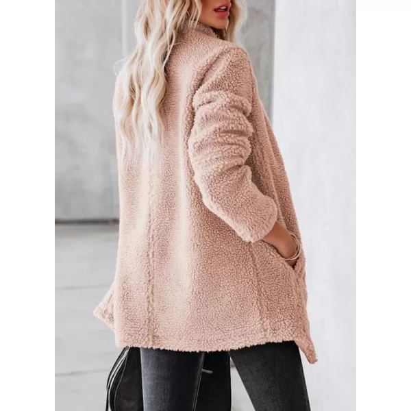 Dokotoo Womens Coats Lapel Collar Long Sleeve Asymmetric Zipper Fuzzy Fleece Jackets with Pockets