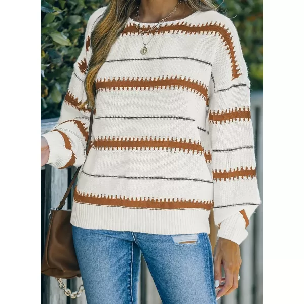Dokotoo Womens Color Block Sweaters Long Sleeve Crewneck Pullover Knit Jumper Tops