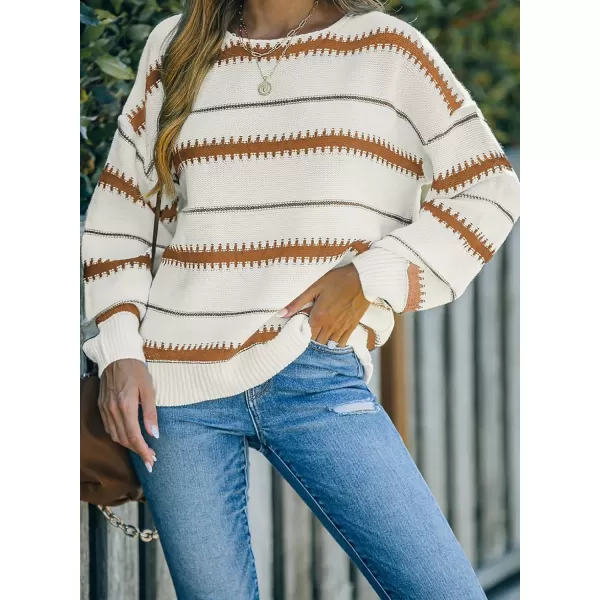 Dokotoo Womens Color Block Sweaters Long Sleeve Crewneck Pullover Knit Jumper Tops