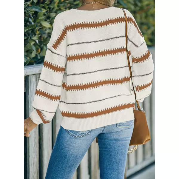 Dokotoo Womens Color Block Sweaters Long Sleeve Crewneck Pullover Knit Jumper Tops