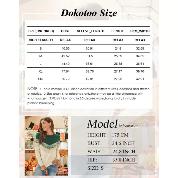Dokotoo Womens Color Block Sweaters Long Sleeve Crewneck Pullover Knit Jumper Tops