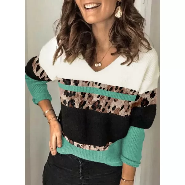 Dokotoo Womens Color Block Sweaters Long Sleeve Crewneck Pullover Knit Jumper Tops