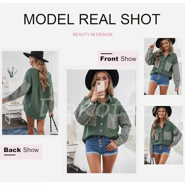 Dokotoo Womens Contrast Leopard Denim Jacket Long Sleeve Button Down Shirts Boyfriend Oversized Blouses Tops