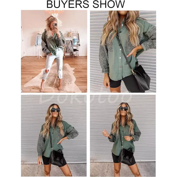 Dokotoo Womens Contrast Leopard Denim Jacket Long Sleeve Button Down Shirts Boyfriend Oversized Blouses Tops