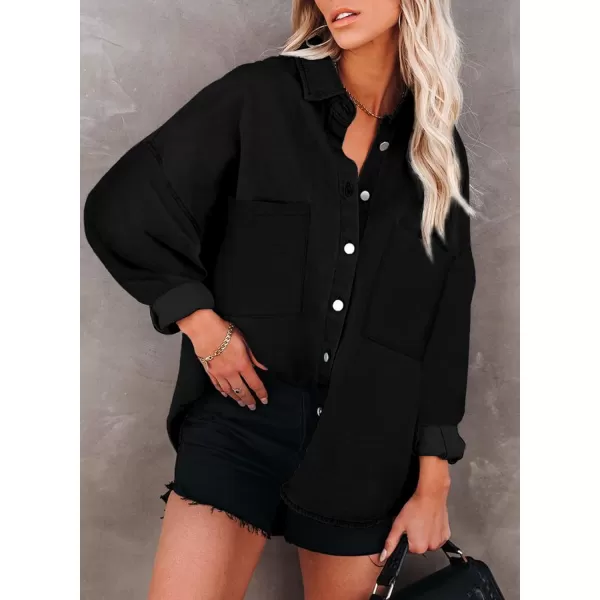 Dokotoo Womens Contrast Leopard Denim Jacket Long Sleeve Button Down Shirts Boyfriend Oversized Blouses Tops