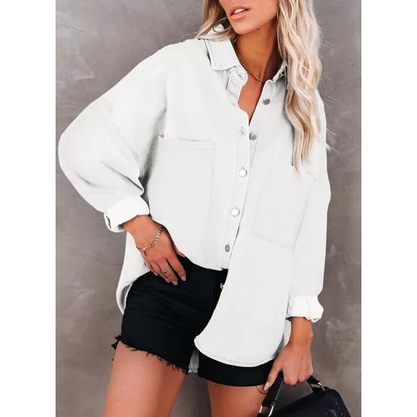 Dokotoo Womens Contrast Leopard Denim Jacket Long Sleeve Button Down Shirts Boyfriend Oversized Blouses Tops