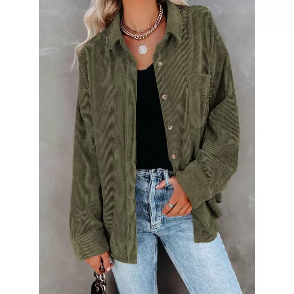 Dokotoo Womens Corduroy Button Down Shirts Boyfriend Long Sleeve Oversized Blouses Tops