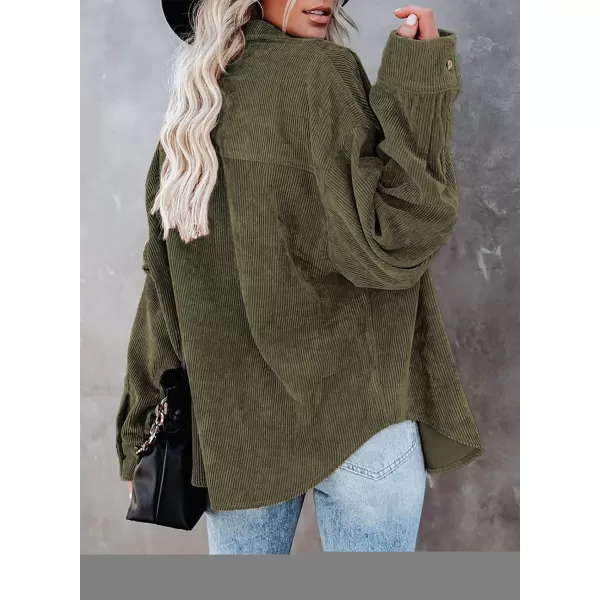 Dokotoo Womens Corduroy Button Down Shirts Boyfriend Long Sleeve Oversized Blouses Tops