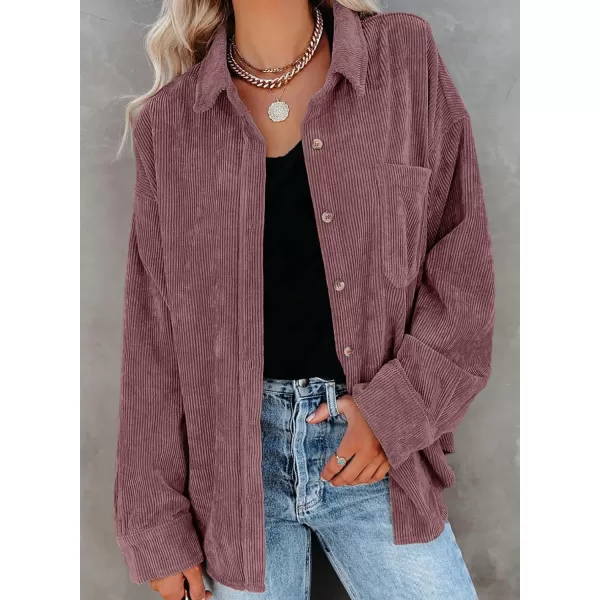Dokotoo Womens Corduroy Button Down Shirts Boyfriend Long Sleeve Oversized Blouses Tops
