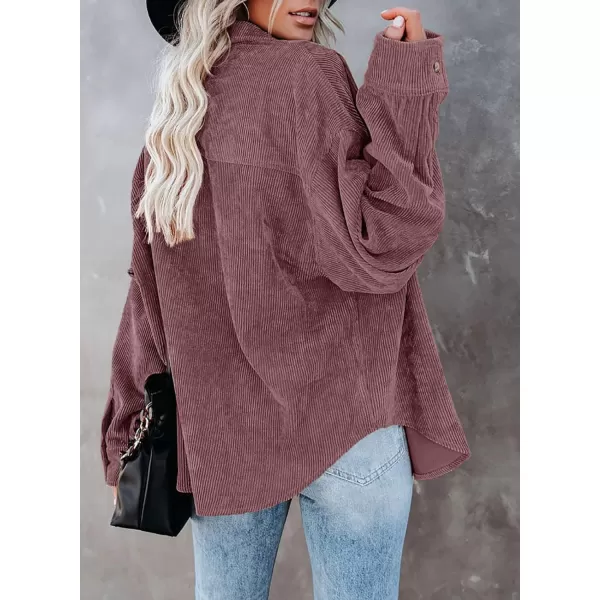 Dokotoo Womens Corduroy Button Down Shirts Boyfriend Long Sleeve Oversized Blouses Tops