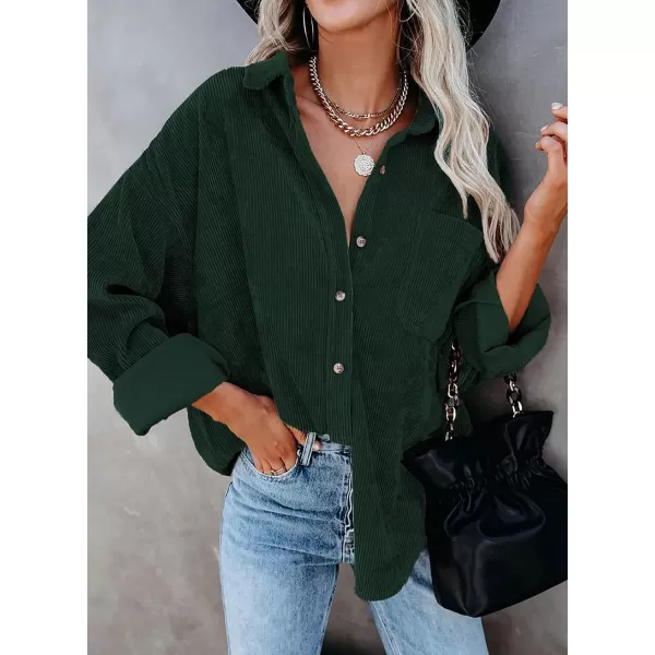 Dokotoo Womens Corduroy Button Down Shirts Boyfriend Long Sleeve Oversized Blouses Tops