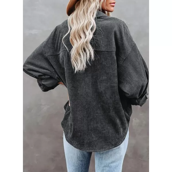 Dokotoo Womens Corduroy Button Down Shirts Boyfriend Long Sleeve Oversized Blouses Tops