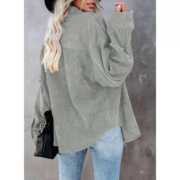Dokotoo Womens Corduroy Button Down Shirts Boyfriend Long Sleeve Oversized Blouses Tops