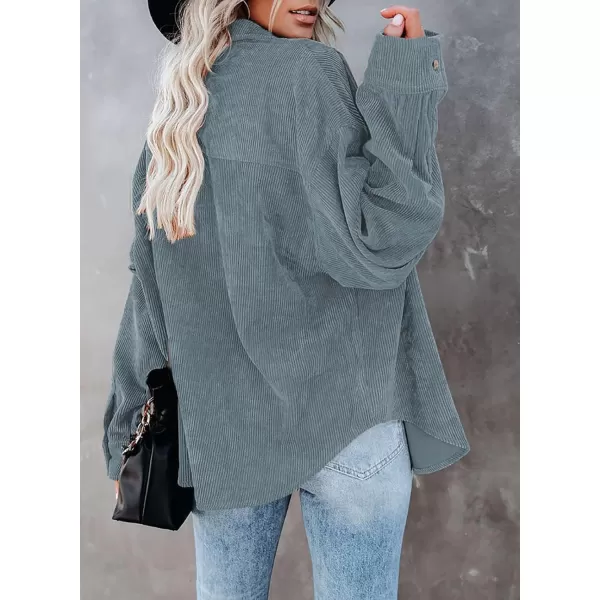 Dokotoo Womens Corduroy Button Down Shirts Boyfriend Long Sleeve Oversized Blouses Tops