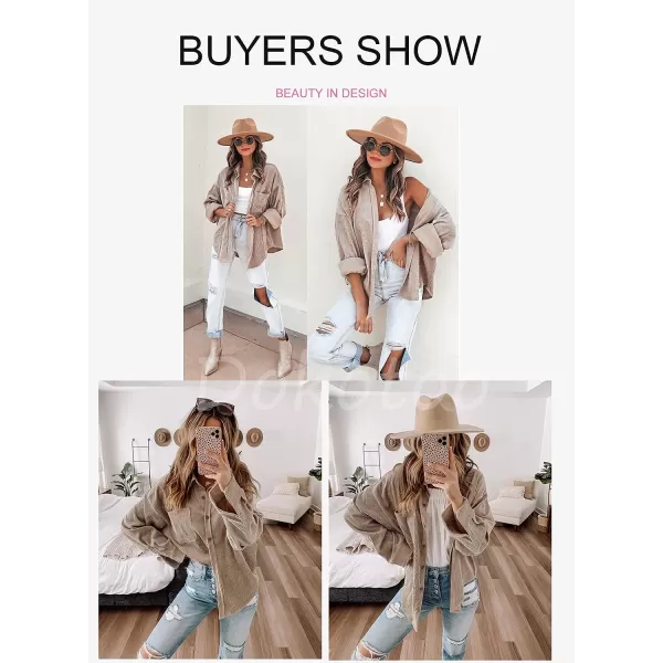 Dokotoo Womens Corduroy Button Down Shirts Boyfriend Long Sleeve Oversized Blouses Tops