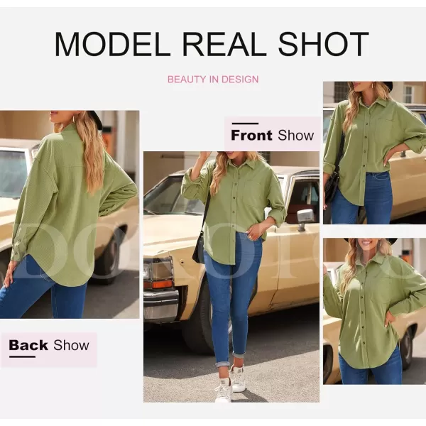 Dokotoo Womens Corduroy Button Down Shirts Boyfriend Long Sleeve Oversized Blouses Tops