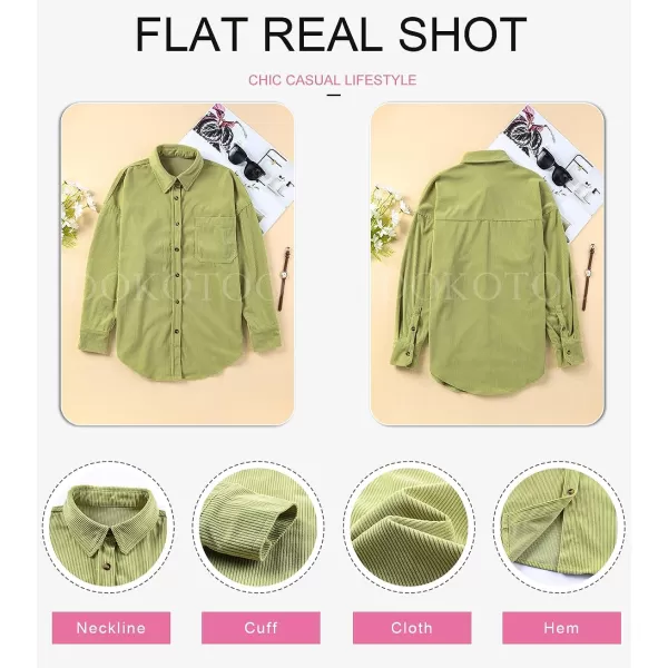 Dokotoo Womens Corduroy Button Down Shirts Boyfriend Long Sleeve Oversized Blouses Tops