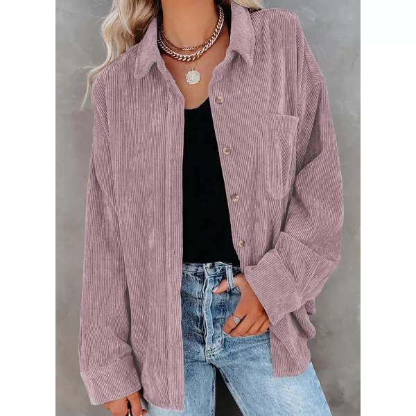 Dokotoo Womens Corduroy Button Down Shirts Boyfriend Long Sleeve Oversized Blouses Tops
