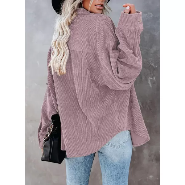 Dokotoo Womens Corduroy Button Down Shirts Boyfriend Long Sleeve Oversized Blouses Tops