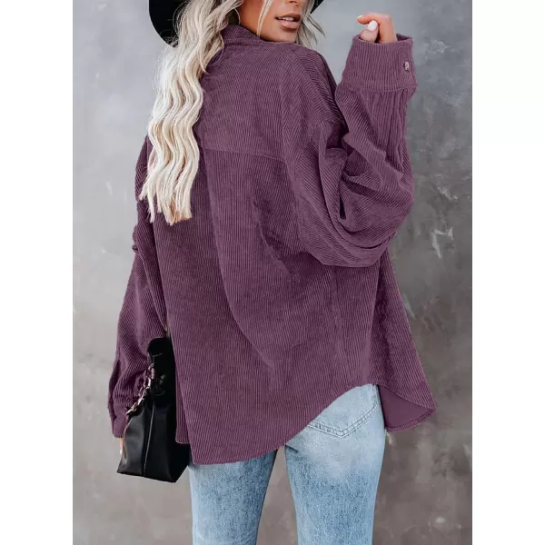 Dokotoo Womens Corduroy Button Down Shirts Boyfriend Long Sleeve Oversized Blouses Tops