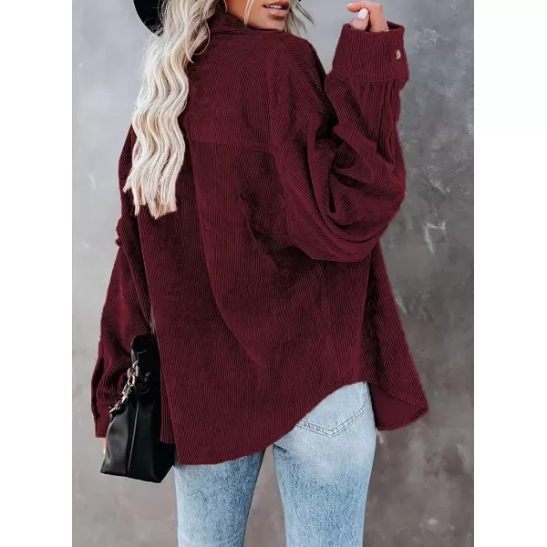 Dokotoo Womens Corduroy Button Down Shirts Boyfriend Long Sleeve Oversized Blouses Tops