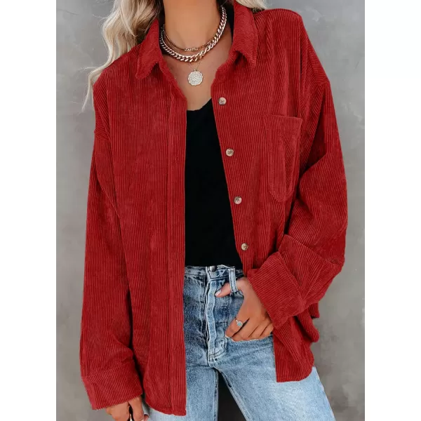 Dokotoo Womens Corduroy Button Down Shirts Boyfriend Long Sleeve Oversized Blouses Tops