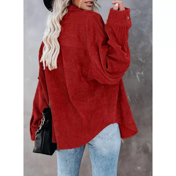 Dokotoo Womens Corduroy Button Down Shirts Boyfriend Long Sleeve Oversized Blouses Tops