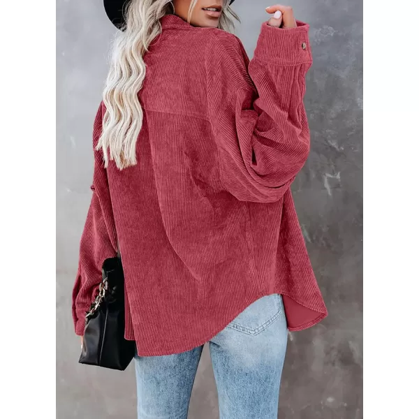 Dokotoo Womens Corduroy Button Down Shirts Boyfriend Long Sleeve Oversized Blouses Tops