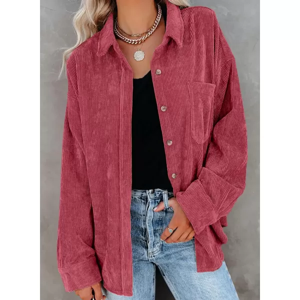 Dokotoo Womens Corduroy Button Down Shirts Boyfriend Long Sleeve Oversized Blouses Tops