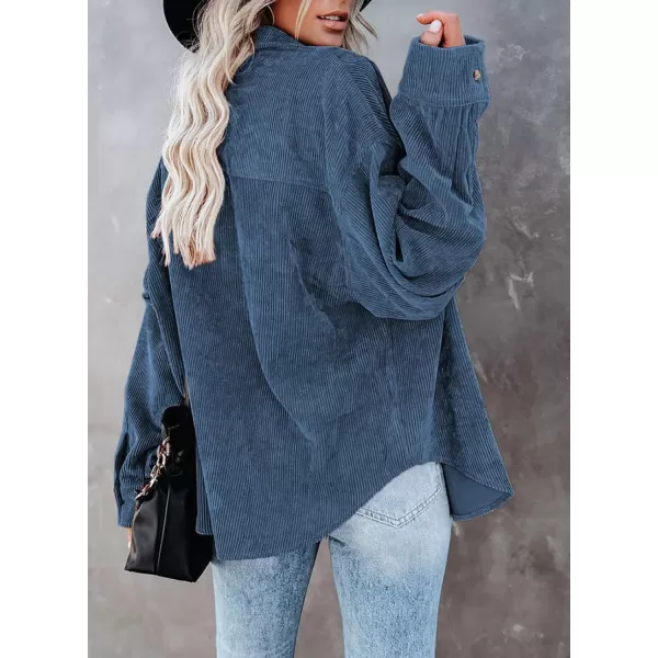 Dokotoo Womens Corduroy Button Down Shirts Boyfriend Long Sleeve Oversized Blouses Tops