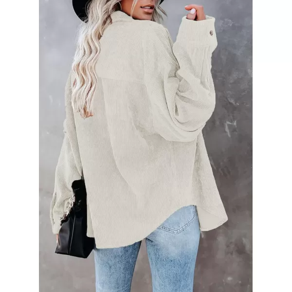 Dokotoo Womens Corduroy Button Down Shirts Boyfriend Long Sleeve Oversized Blouses Tops