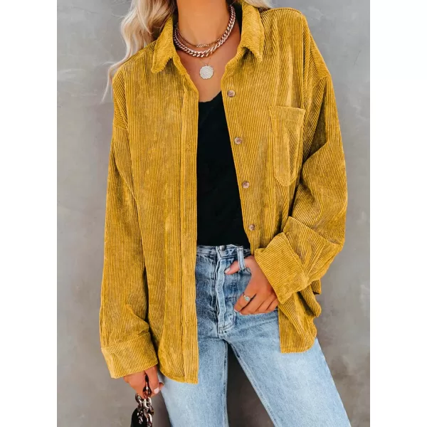 Dokotoo Womens Corduroy Button Down Shirts Boyfriend Long Sleeve Oversized Blouses Tops