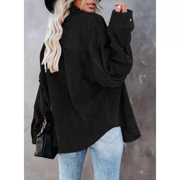 Dokotoo Womens Corduroy Button Down Shirts Boyfriend Long Sleeve Oversized Blouses Tops