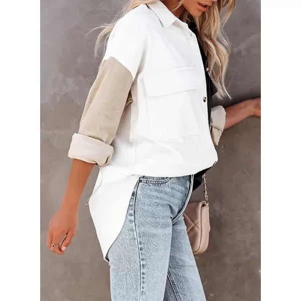 Dokotoo Womens Corduroy Button Down Shirts Boyfriend Long Sleeve Oversized Blouses Tops