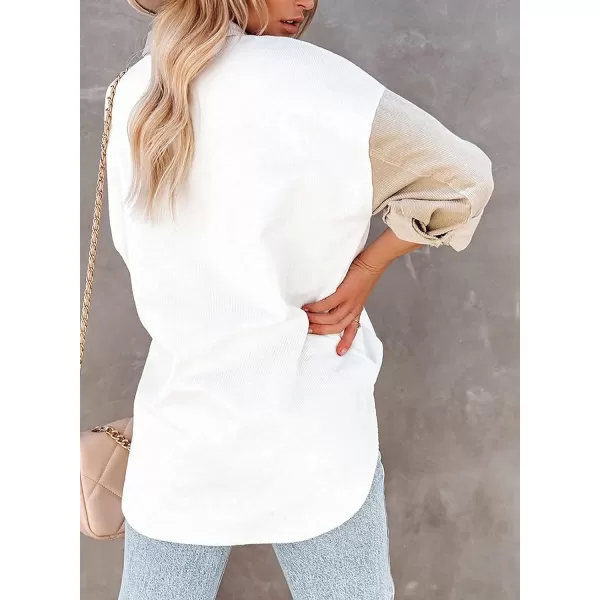 Dokotoo Womens Corduroy Button Down Shirts Boyfriend Long Sleeve Oversized Blouses Tops