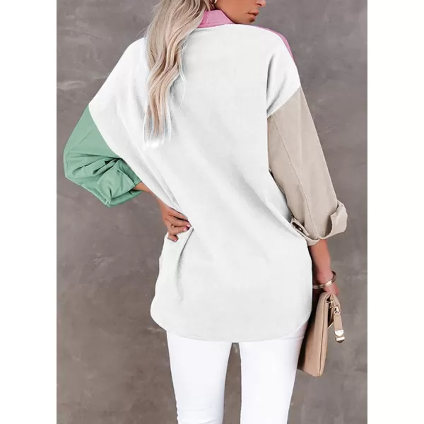 Dokotoo Womens Corduroy Button Down Shirts Boyfriend Long Sleeve Oversized Blouses Tops