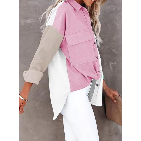 Dokotoo Womens Corduroy Button Down Shirts Boyfriend Long Sleeve Oversized Blouses Tops