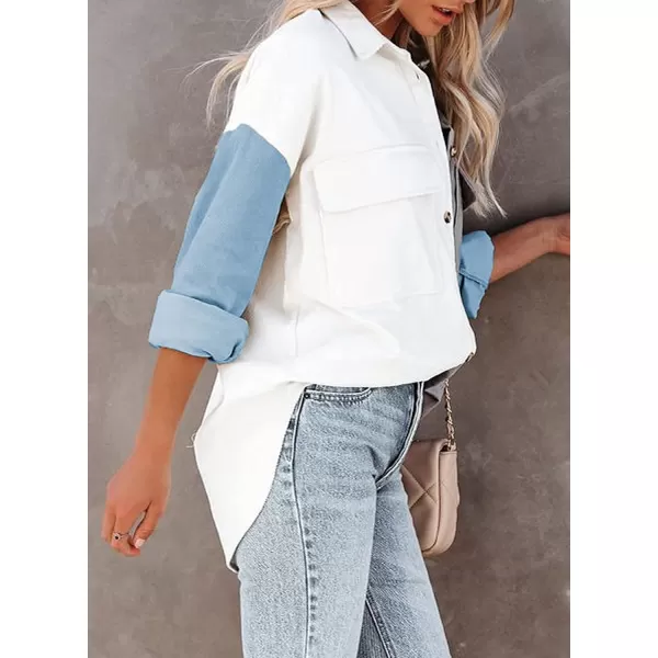 Dokotoo Womens Corduroy Button Down Shirts Boyfriend Long Sleeve Oversized Blouses Tops