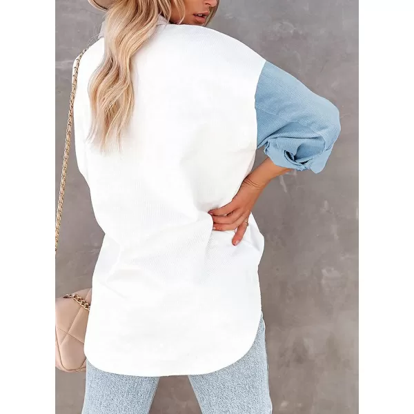 Dokotoo Womens Corduroy Button Down Shirts Boyfriend Long Sleeve Oversized Blouses Tops