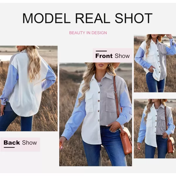 Dokotoo Womens Corduroy Button Down Shirts Boyfriend Long Sleeve Oversized Blouses Tops