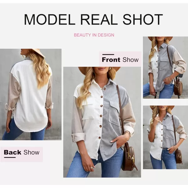 Dokotoo Womens Corduroy Button Down Shirts Boyfriend Long Sleeve Oversized Blouses Tops